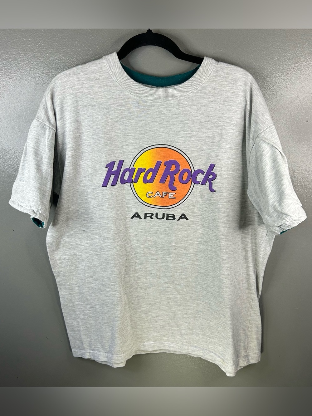 Vintage Hard Rock Cafe Aruba Double Sleeve Grey Shirt Size XXL